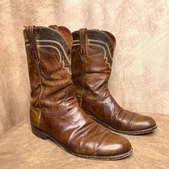 Vintage 90s Lucchese 2000 Leather Western Boots Embroidered Cowboy Rodeo Y2K main image 13